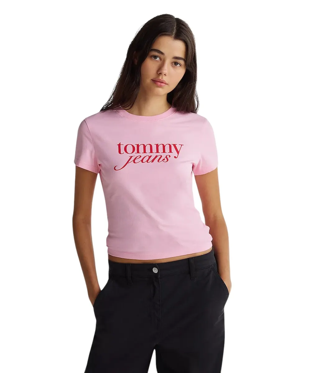 Tommy Hilfiger - Γυναικείο T-shirt Essential Slim Fit DW0DW19447-TPF Ροζ