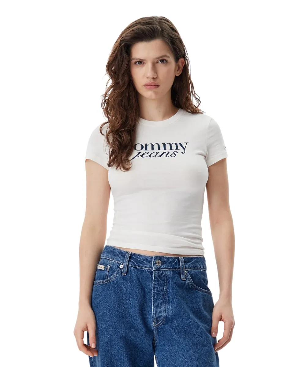 Tommy Hilfiger - Γυναικείο T-shirt Essential Slim Fit DW0DW19447-YBH Εκρού