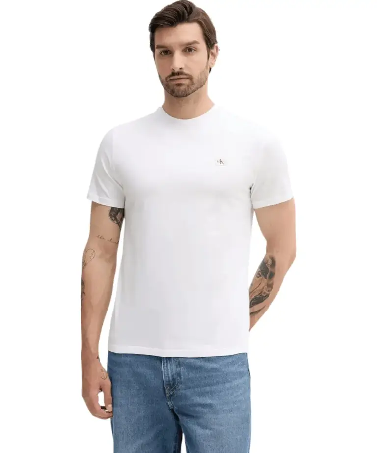 Calvin Klein - Ανδρικό T-shirt Cotton Badge Regular Fit LV04RC272G-YAF Λευκό