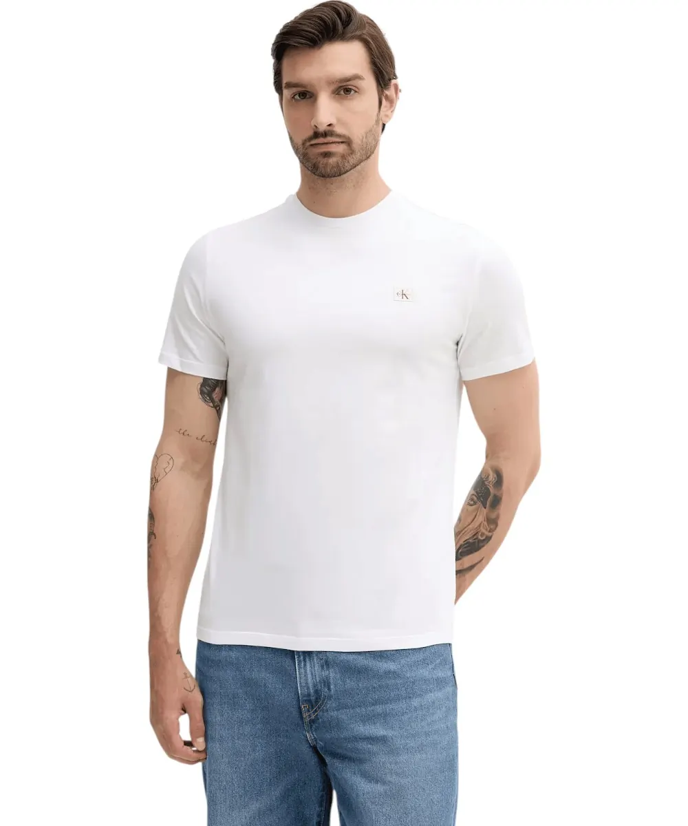 Calvin Klein - Ανδρικό T-shirt Cotton Badge Regular Fit LV04RC272G-YAF Λευκό