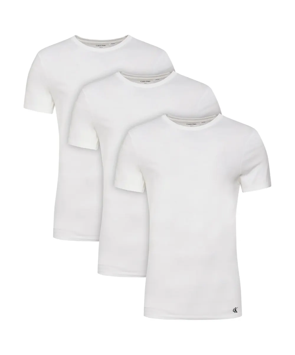 Calvin Klein - Ανδρικές Φανέλες Κοντομάνικες Crew Neck CK Monogram Τριπλό Πακέτο LV00NB4051-100 Λευκό