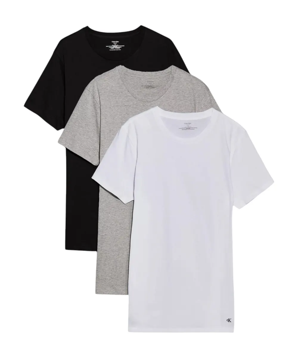 Calvin Klein - Ανδρικές Φανέλες Κοντομάνικες Crew Neck CK Monogram Τριπλό Πακέτο LV00NB4051-MP1 Λευκό/Μαύρο/Γκρι