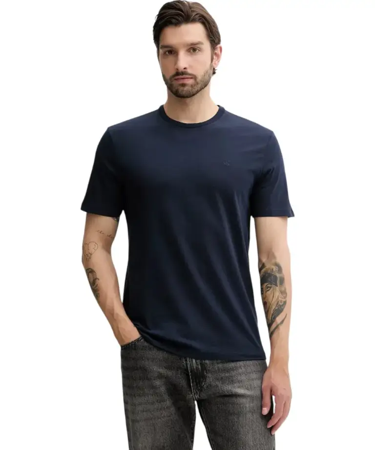 Calvin Klein - Ανδρικό T-shirt  Smooth Cttn Solid Regular Fit LV040HM265-CEF Μπλε Σκούρο