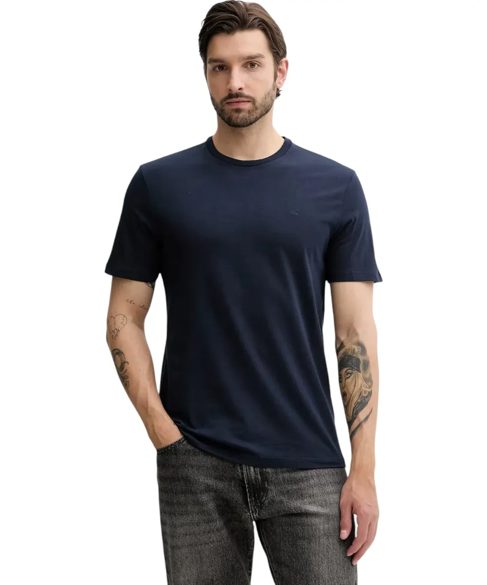 Calvin Klein - Ανδρικό T-shirt  Smooth Cttn Solid Regular Fit LV040HM265-CEF Μπλε Σκούρο