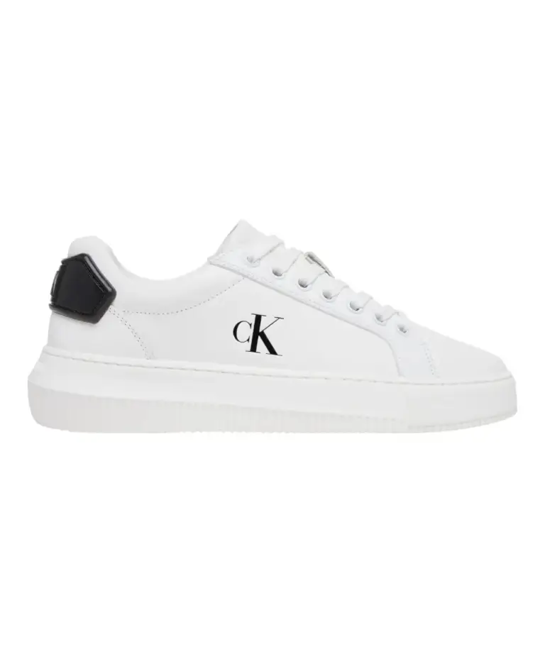 Calvin Klein - Γυναικεία Δερμάτινα Sneakers Chunky Cupsole Ru Patch Lth Wn YW0YW01846-01W Λευκό
