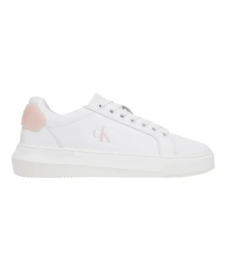 Calvin Klein - Γυναικεία Δερμάτινα Sneakers Chunky Cupsole Ru Patch Lth Wn YW0YW01846-0LD Λευκό