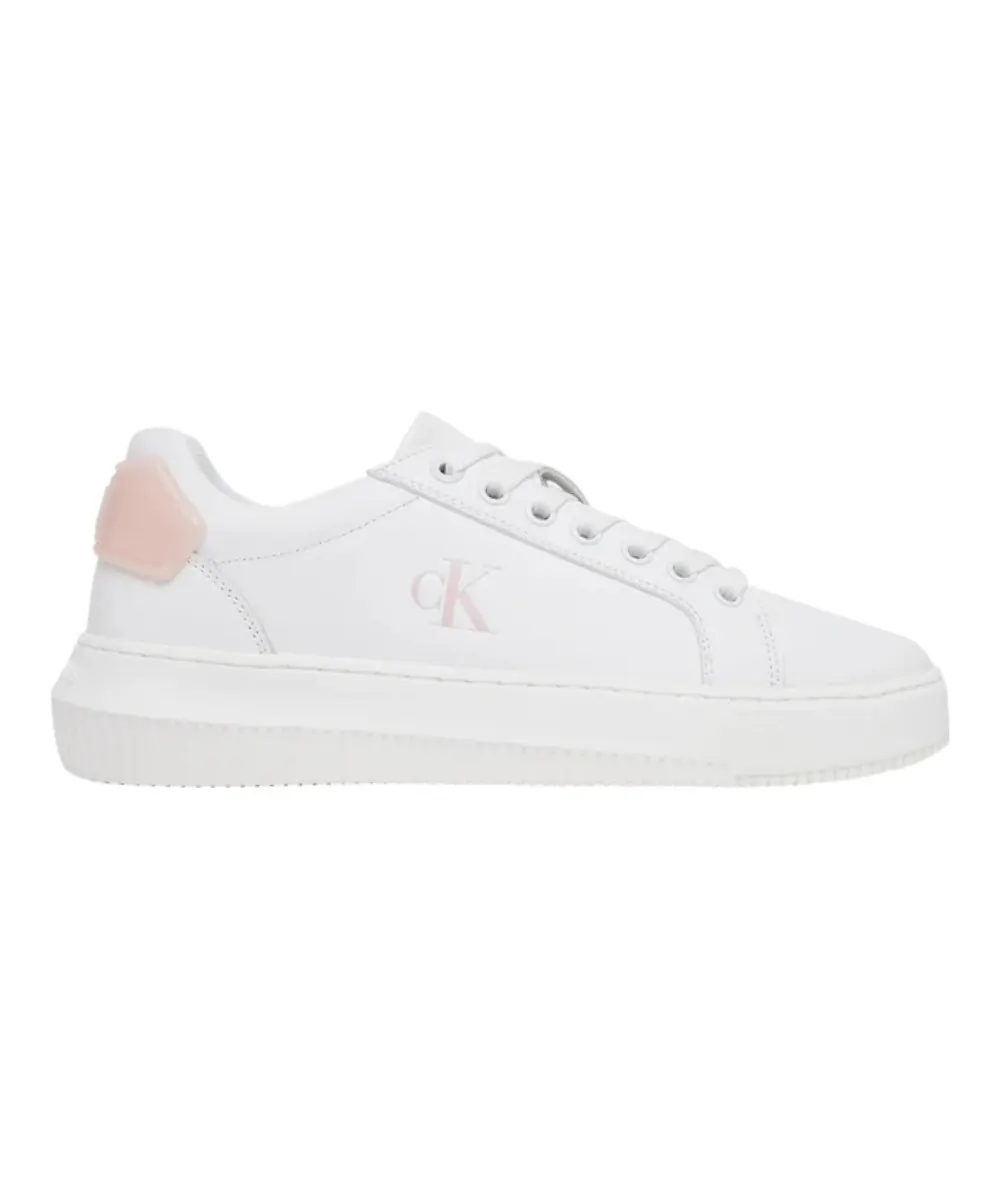 Calvin Klein - Γυναικεία Δερμάτινα Sneakers Chunky Cupsole Ru Patch Lth Wn YW0YW01846-0LD Λευκό