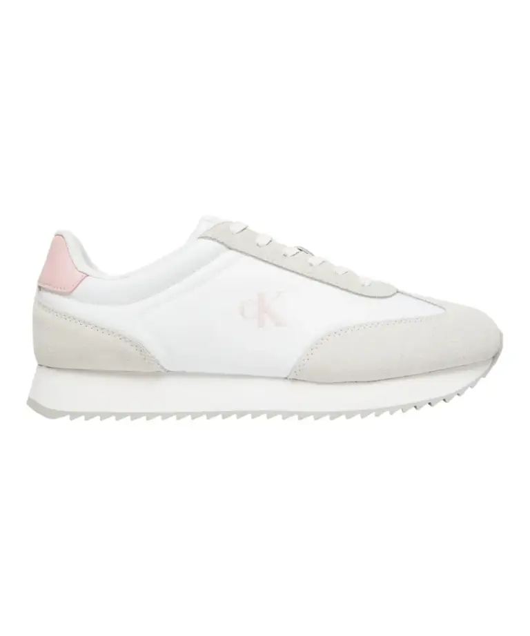 Calvin Klein - Γυναικεία Δερμάτινα Sneakers Runner Laceup Mg Nylon Mix YW0YW01828-0LD Λευκό