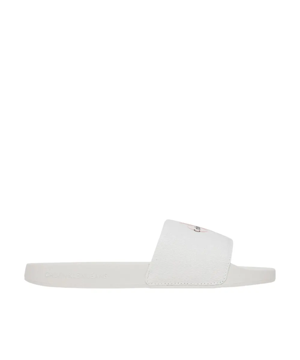 Calvin Klein – Γυναικείες Παντόφλες Monogram Wn Logo YW0YW01967-YAF Λευκό