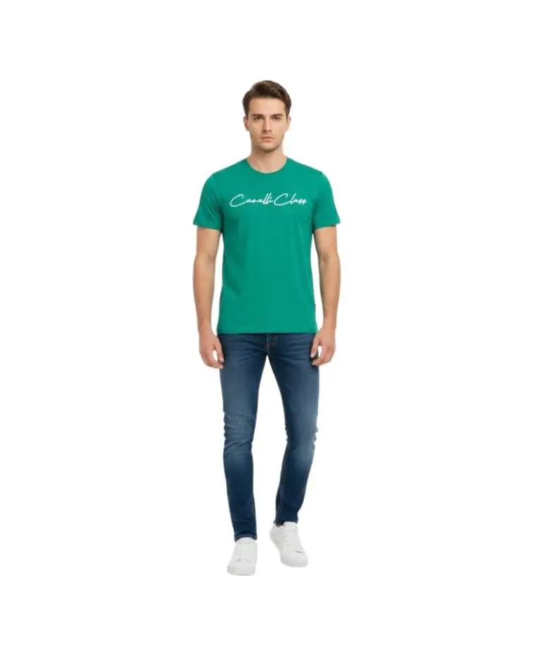 Cavalli Class - Ανδρική Μπλούζα T-Shirt Κοντομάνικη Short Sleeve TXT60BJD060-04038 Πράσινο