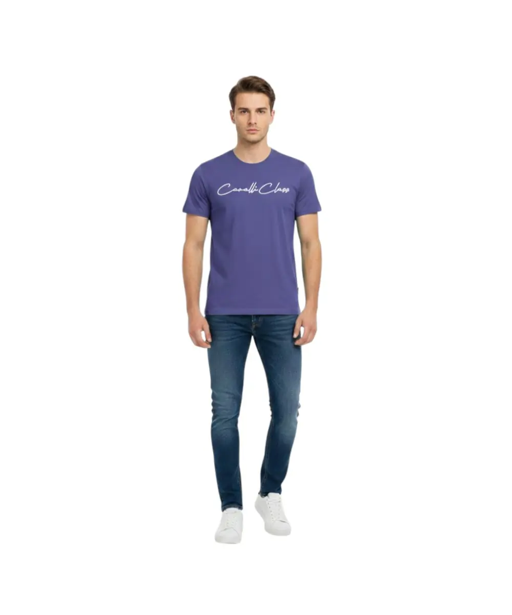 Cavalli Class - Ανδρική Μπλούζα T-Shirt Κοντομάνικη Short Sleeve TXT60BJD060-04551 Μπλε