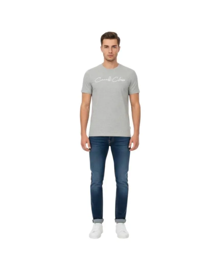 Cavalli Class - Ανδρική Μπλούζα T-Shirt Κοντομάνικη Short Sleeve TXT60BJD060-05014 Γκρι