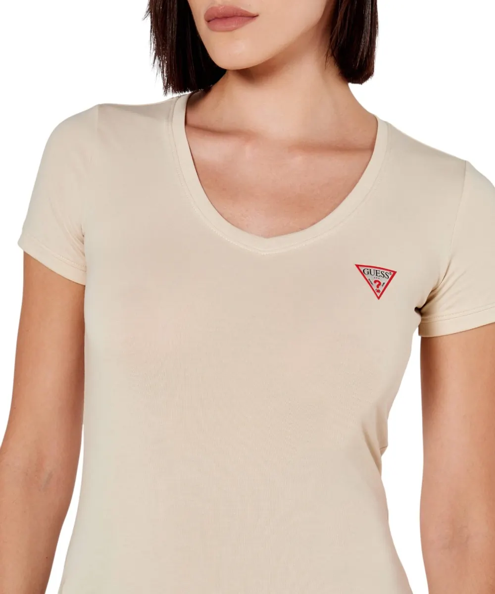 Guess - Γυναικείο T-Shirt V‑Neck W2YI45J1314-G8CJ Μπεζ