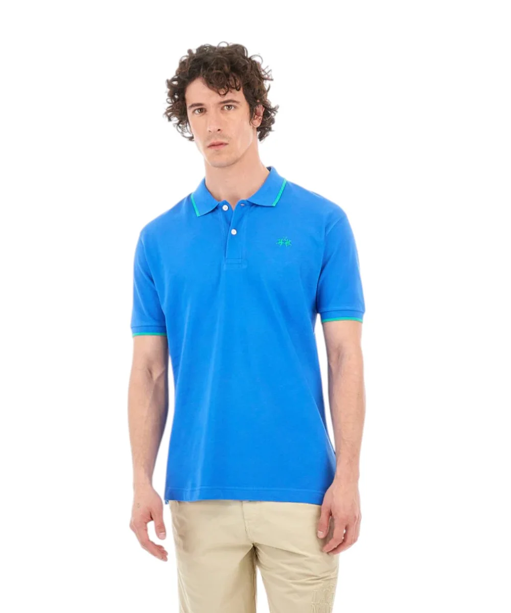 La Martina - Ανδρικό T-Shirt Polo Anthony Regular Fit BPMP04-PK031-07205 Μπλε