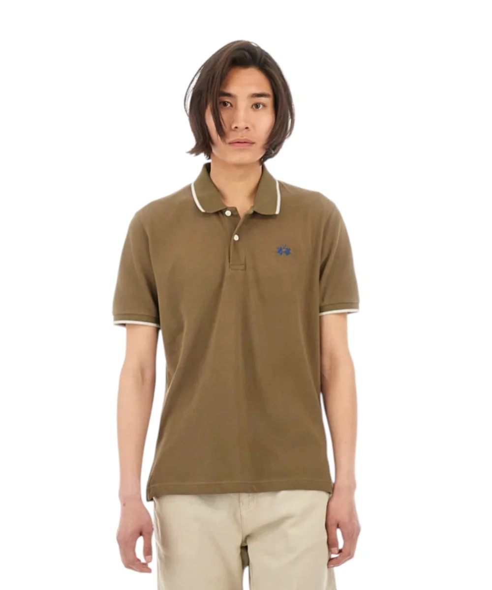 La Martina - Ανδρικό T-Shirt Polo Anthony Regular Fit BPMP04-PK031-03197 Χακί