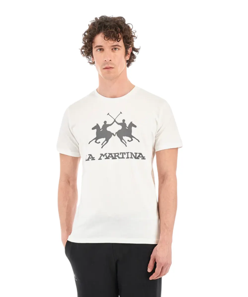 La Martina - Ανδρικό T-Shirt Regular Fit CCMR05-JS206-00002 Λευκό