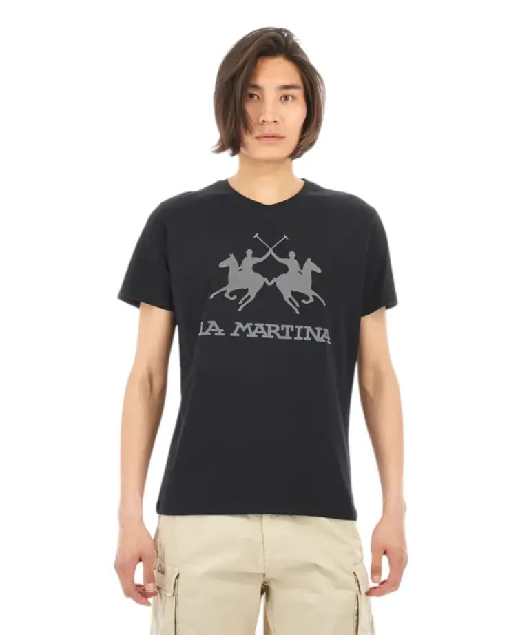 La Martina - Ανδρικό T-Shirt Regular Fit CCMR05-JS206-09999 Mαύρο