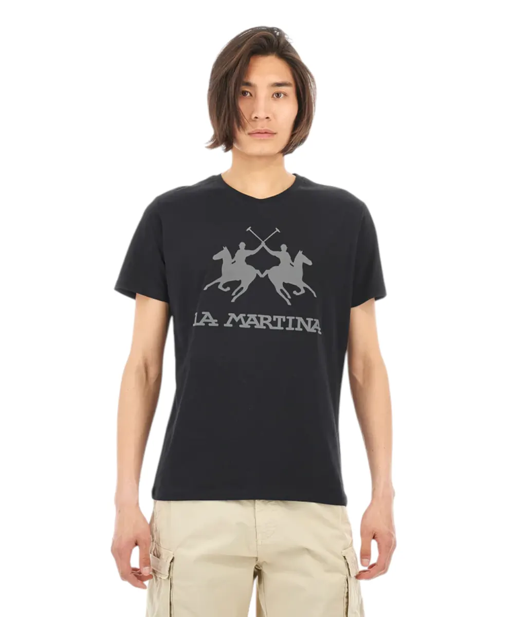 La Martina - Ανδρικό T-Shirt Regular Fit CCMR05-JS206-09999 Mαύρο