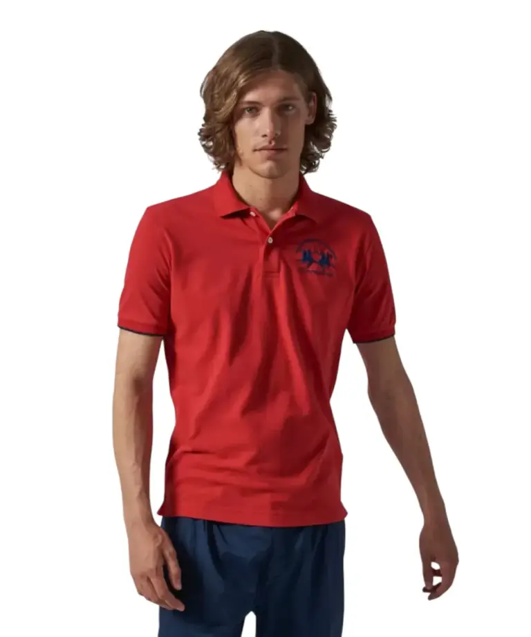 La Martina - Ανδρικό Κοντομάνικο Polo Regular Fit CCMP01-PK001-06008 Κόκκινο