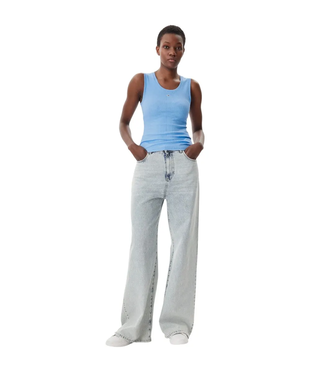 Tommy Hilfiger - Γυναικείο T-shirt Αμάνικο Rib Essential Tank Top Slim Fit DW0DW20673-C12 Γαλάζιο