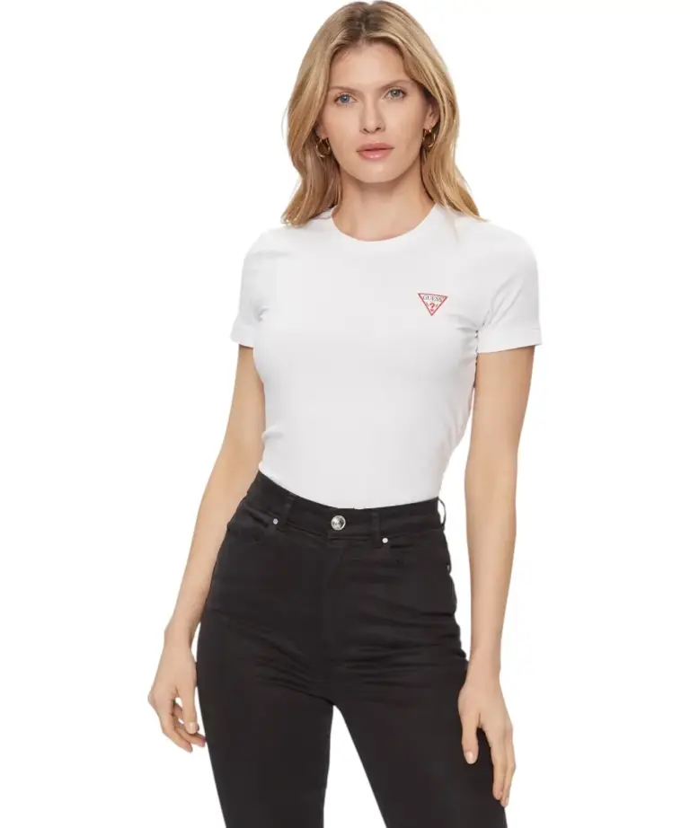 Guess - Γυναικείο T-Shirt Triangle Logo Tee W2YI44J1314-G011 Λευκό