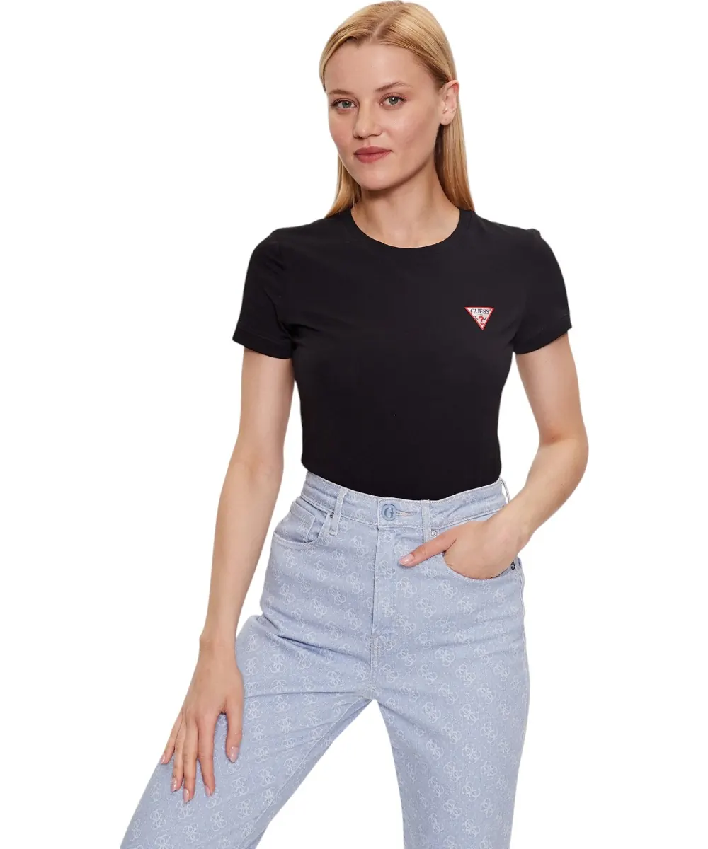 Guess - Γυναικείο T-Shirt Triangle Logo Tee W2YI44J1314-JBLK Μαύρο