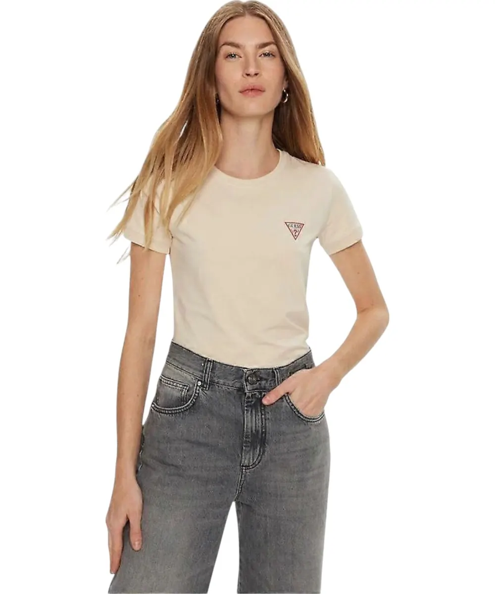 Guess - Γυναικείο T-Shirt Triangle Logo Tee W2YI44J1314-G8CJ Μπεζ