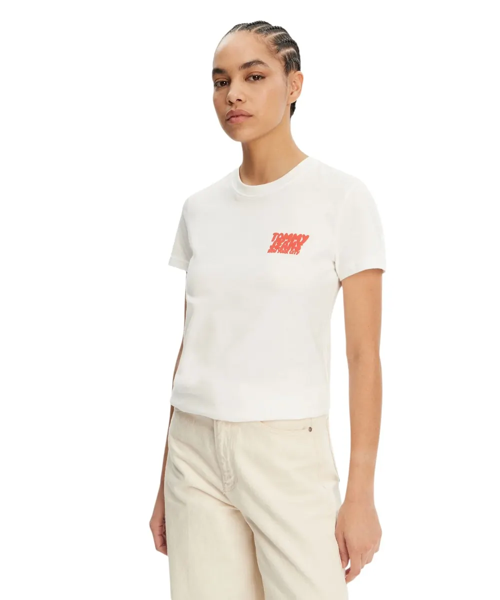 Tommy Hilfiger - Γυναικείο T-shirt Regular Bubble Tee Fit DW0DW21338-YBL Εκρού