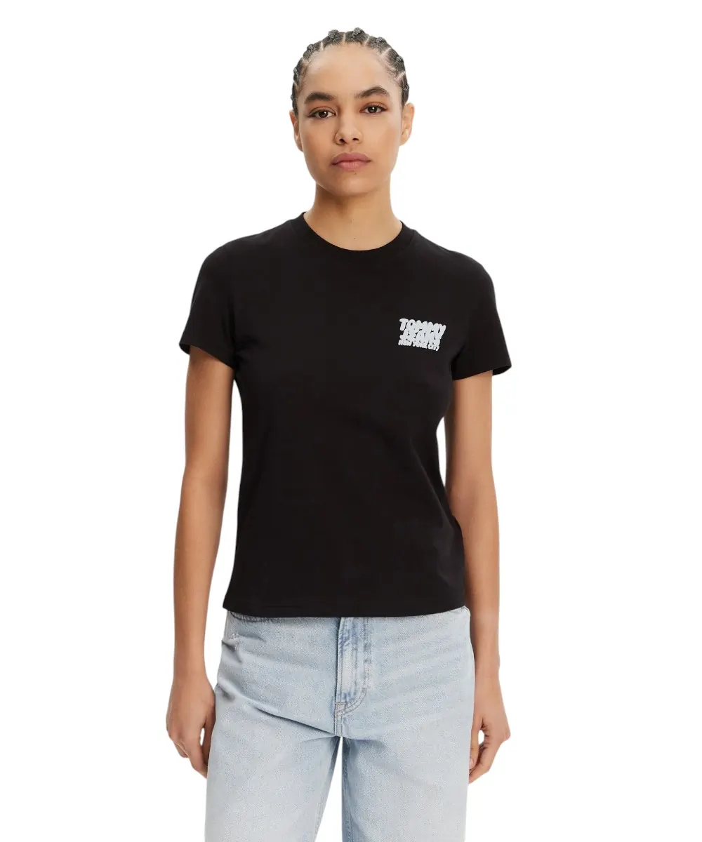 Tommy Hilfiger - Γυναικείο T-shirt Regular Bubble Tee Fit DW0DW21338-BDS Μαύρο
