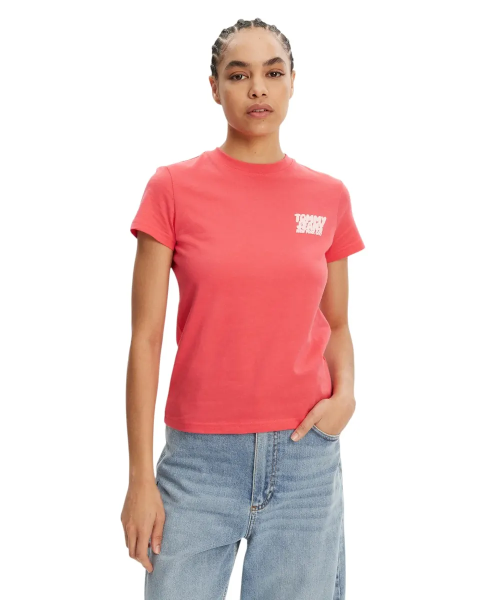 Tommy Hilfiger - Γυναικείο T-shirt Regular Bubble Tee Fit DW0DW21338-XI2 Ροζ