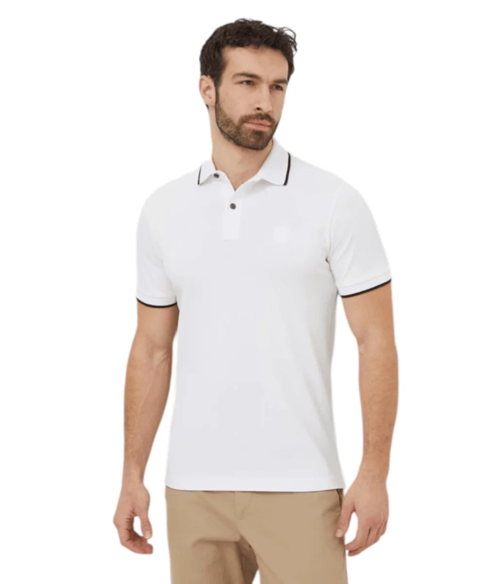 Boss - Ανδρικό Polo T-shirt Passertrip Slim Fit 50507699-100 Λευκό