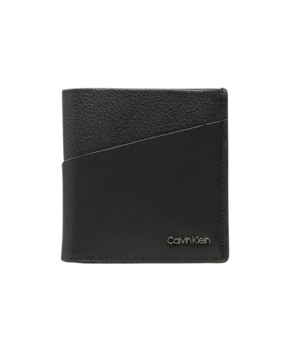 Calvin Klein - Ανδρικό Δερμάτινο Πορτοφόλι Ck Diagonal Trifold Wallet K50K510606-BAX Μαύρο