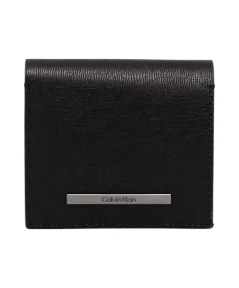 Calvin Klein - Ανδρικό Δερμάτινο Πορτοφόλι Ck Metal Trifold Wallet K50K510622-BAX Μαύρο