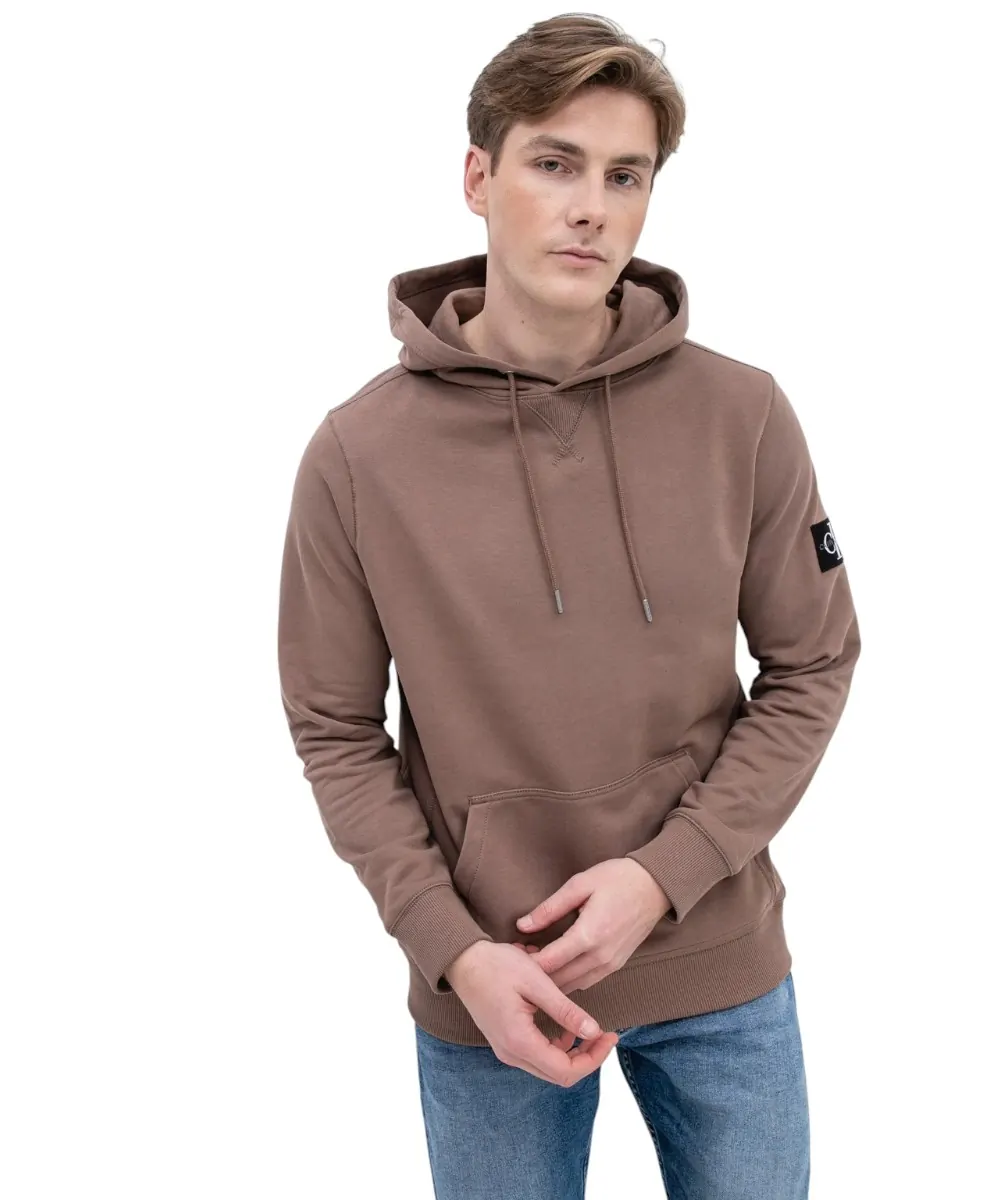 Calvin Klein - Ανδρικό Φούτερ Monogram Sleeve Badge Regular Fit J30J314036-GVE Μπεζ