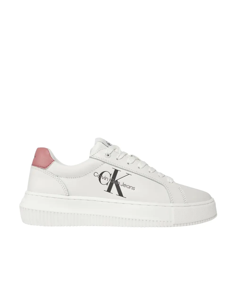 Calvin Klein - Γυναικεία Δερμάτινα Sneakers Chunky Cupsole Mono Wn YW0YW00823-02S Λευκό