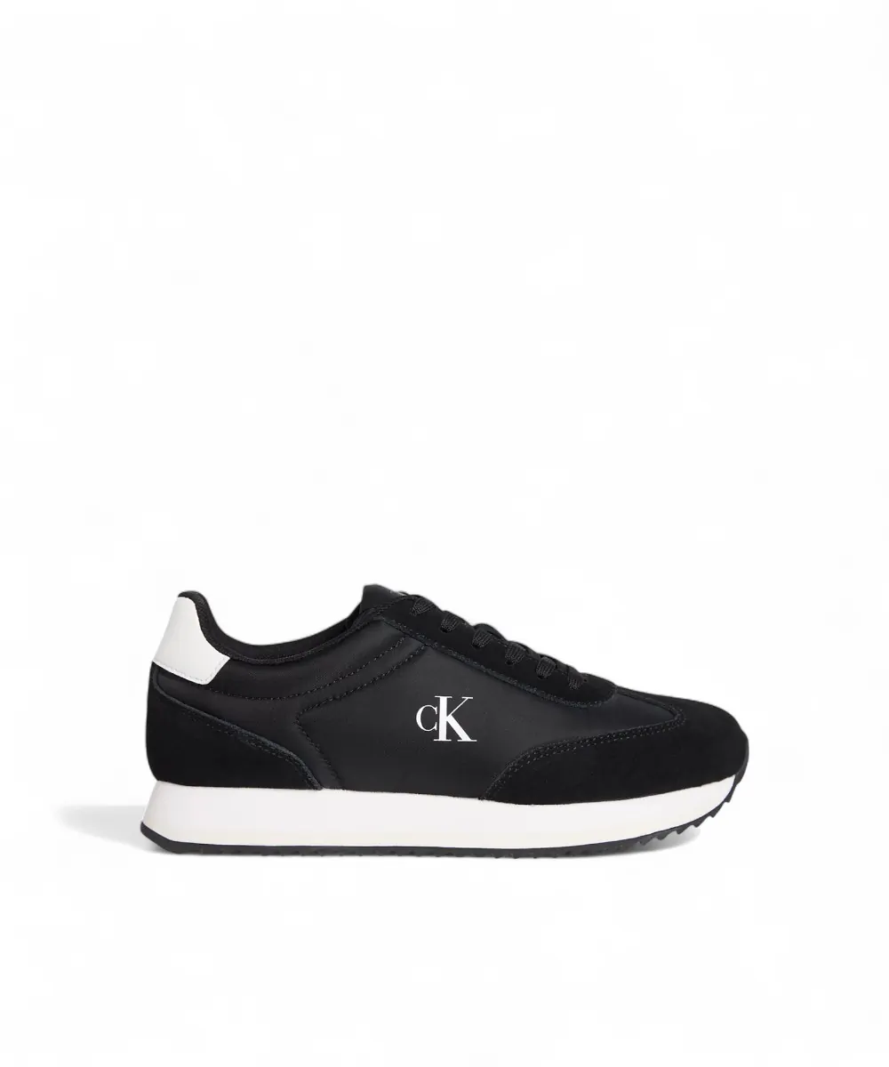 Calvin Klein - Γυναικεία Δερμάτινα Sneakers Runner Laceup Mg Nylon Mix YW0YW01828-0GM Μαύρο