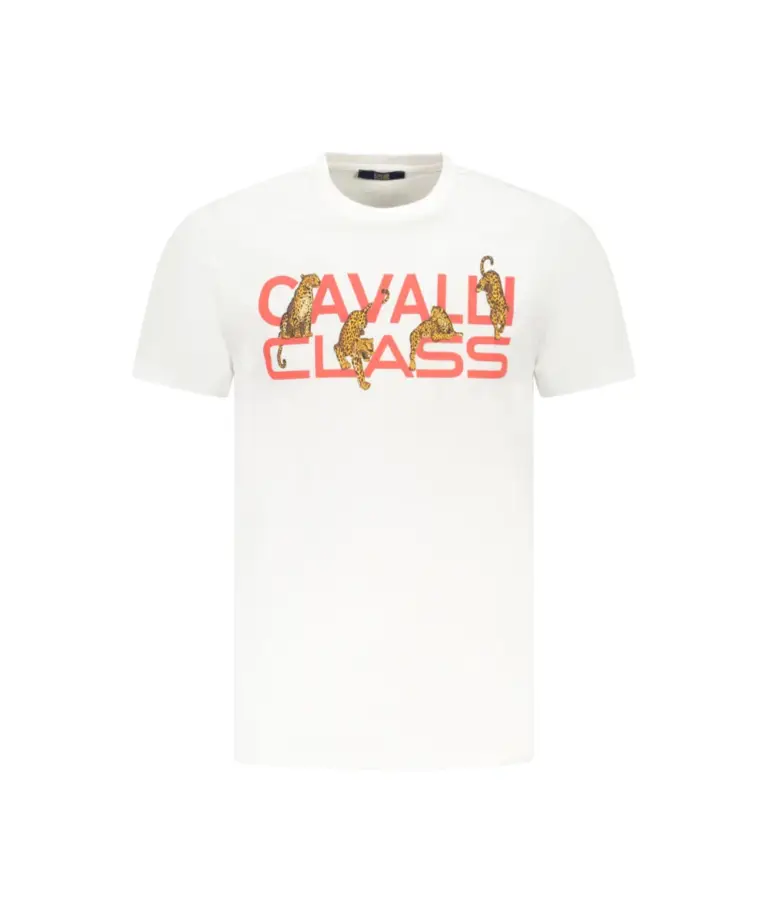 Cavalli Class - Ανδρική Μπλούζα T-Shirt Κοντομάνικη Regular Fit TXT60MJD060-00533 Λευκό