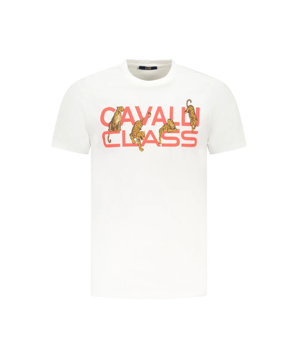 Cavalli Class - Ανδρική Μπλούζα T-Shirt Κοντομάνικη Regular Fit TXT60MJD060-00533 Λευκό