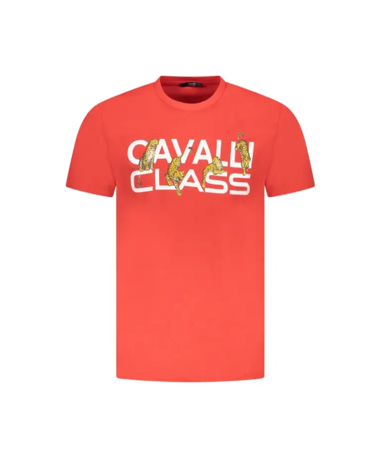 Cavalli Class - Ανδρική Μπλούζα T-Shirt Κοντομάνικη Regular Fit TXT60MJD060-02000 Κόκκινο