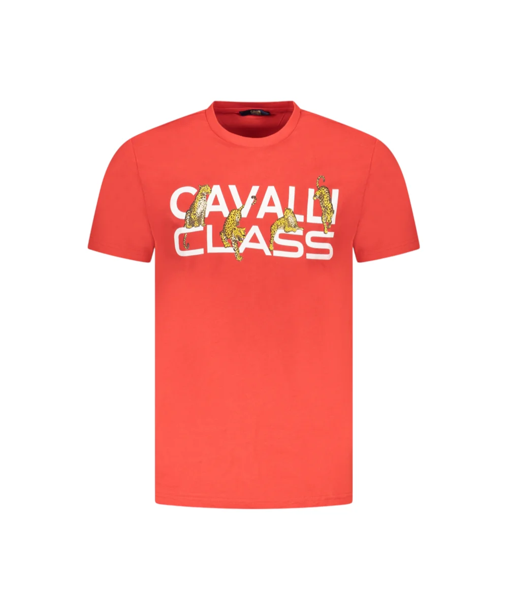 Cavalli Class - Ανδρική Μπλούζα T-Shirt Κοντομάνικη Regular Fit TXT60MJD060-02000 Κόκκινο