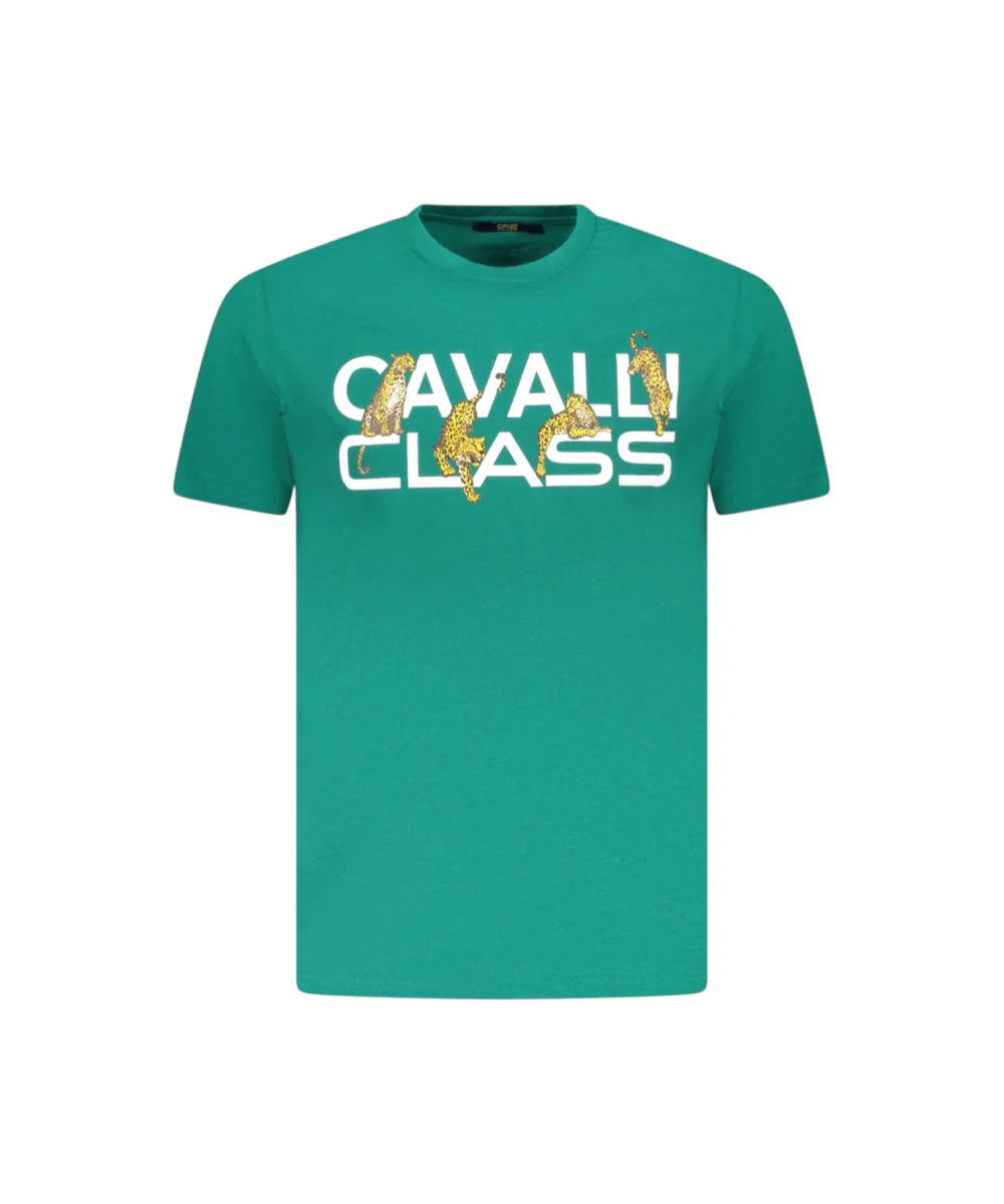 Cavalli Class - Ανδρική Μπλούζα T-Shirt Κοντομάνικη Regular Fit TXT60MJD060-04038 Πράσινο