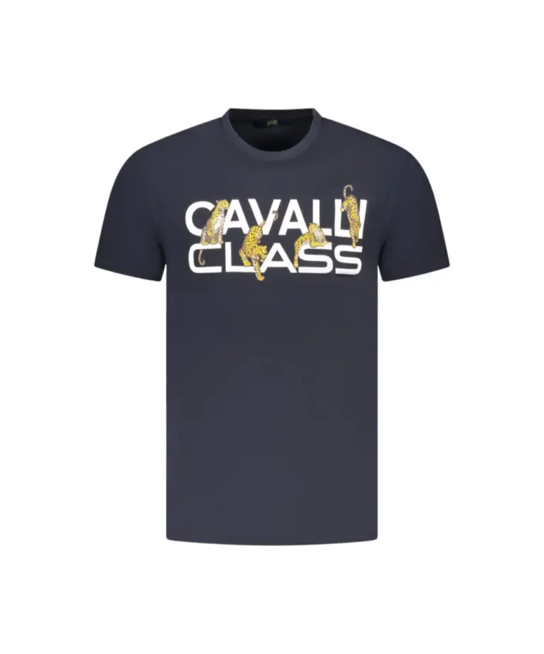 Cavalli Class - Ανδρική Μπλούζα T-Shirt Κοντομάνικη Regular Fit TXT60MJD060-04502 Μπλε