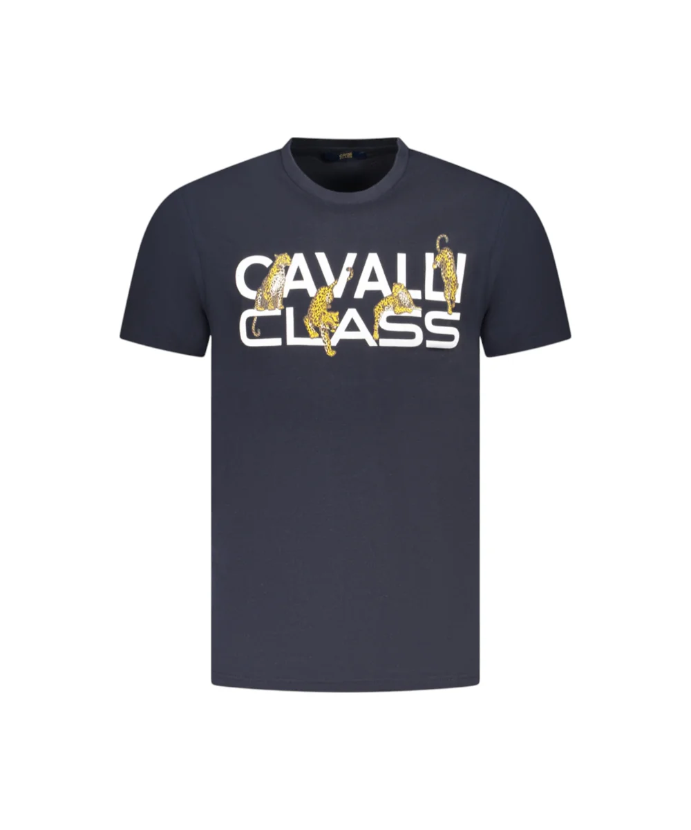 Cavalli Class - Ανδρική Μπλούζα T-Shirt Κοντομάνικη Regular Fit TXT60MJD060-04502 Μπλε