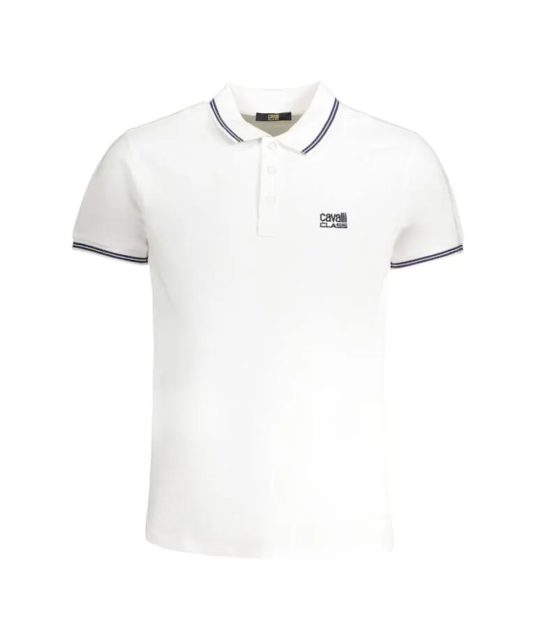 Cavalli Class - Ανδρική Μπλούζα Κοντομάνικη Polo Πικέ QXT64YKB002-00533 Λευκό