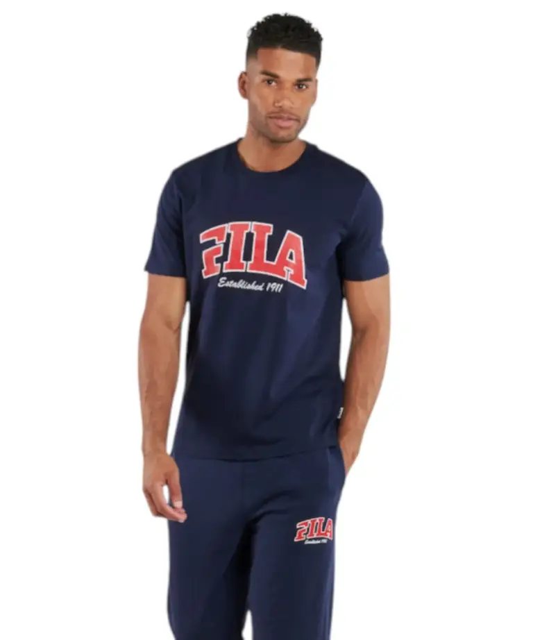 Fila - Ανδρικό T-shirt Lanaken Regular Fit FAM0882-50004 Μπλε Σκούρο