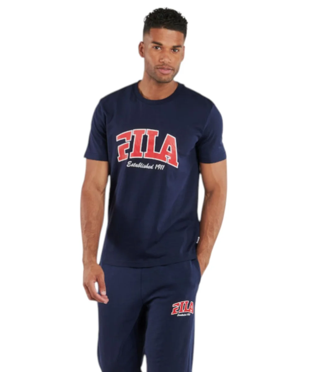 Fila - Ανδρικό T-shirt Lanaken Regular Fit FAM0882-50004 Μπλε Σκούρο