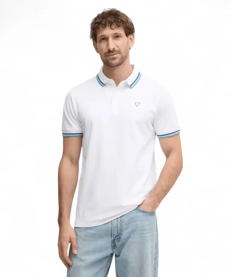 Guess - Ανδρικό Polo T-shirt Regular Fit M2GP34KARS0-F0CF Λευκό