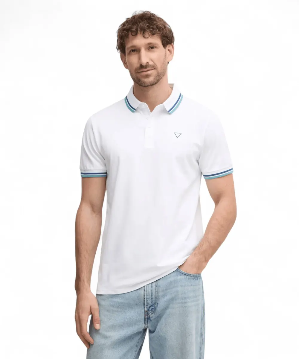 Guess - Ανδρικό Polo T-shirt Regular Fit M2GP34KARS0-F0CF Λευκό