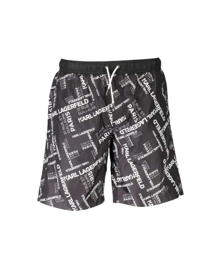 Karl Lagerfeld - Ανδρικό Μαγιό Σορτς με Logo KL20MBL01-BLACK Μαύρο