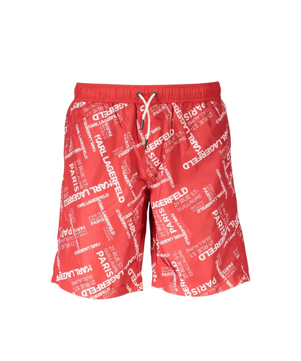 Karl Lagerfeld - Ανδρικό Μαγιό Σορτς με Logo KL20MBL01-RED Κόκκινο